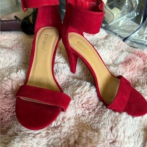BAMBOO Red Stiletto Heels Elegant Sandals